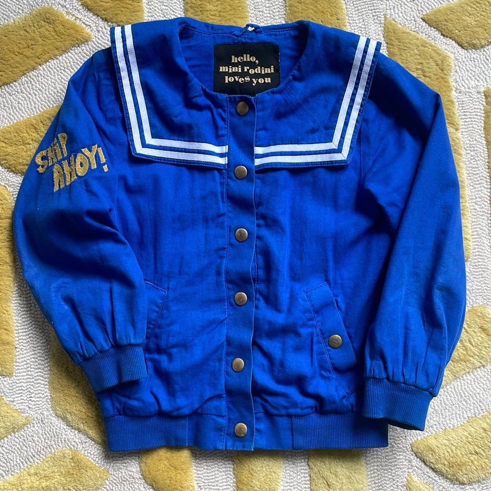 Mini Rodini Gently Worn Kids Sailor Jacket in Organic Cotton Size 116/122 (6-7)